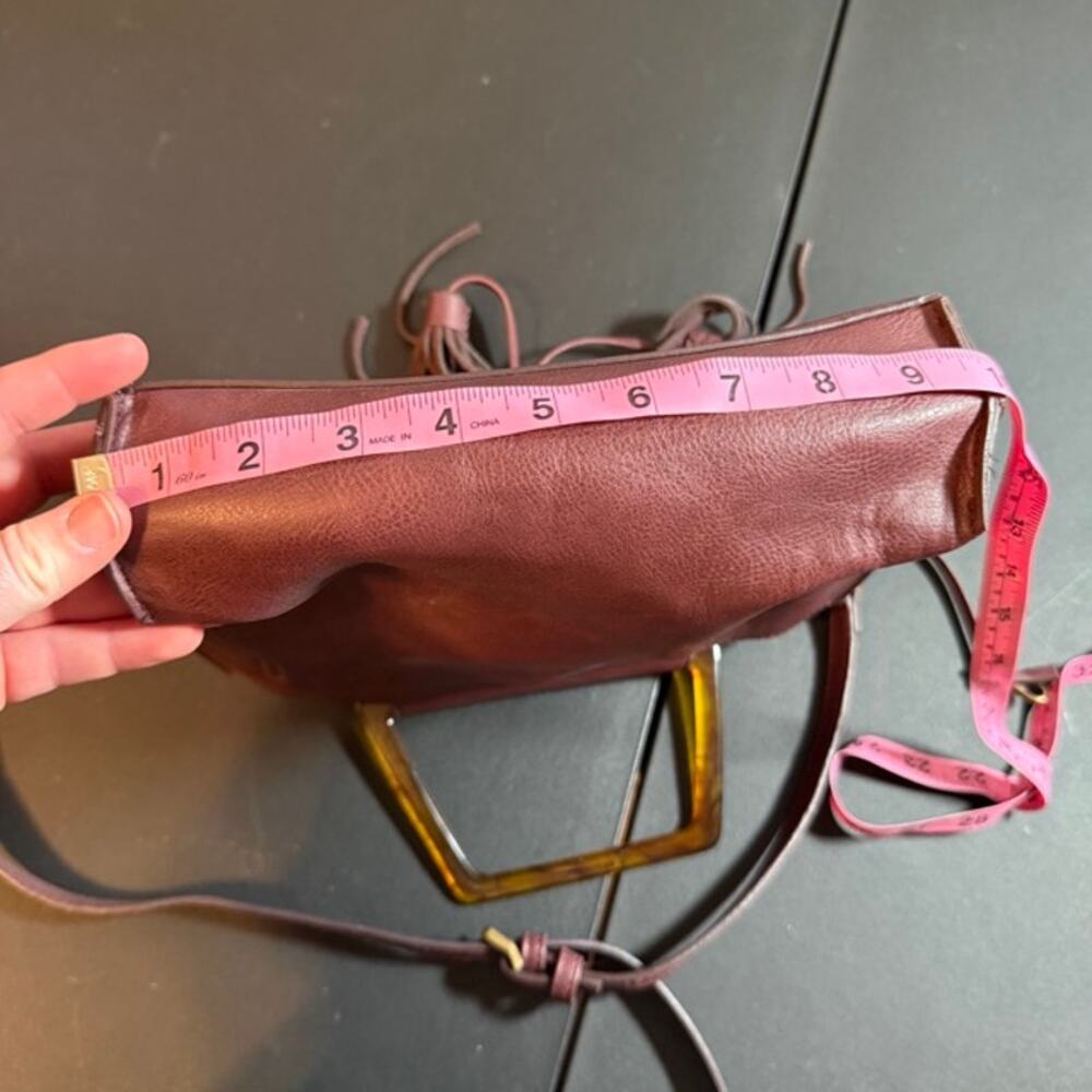 Anthropologie Wine Red Tassel Acrylic Handle Purse With Wallet Small Medium - Picture 13 of 15